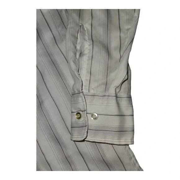 Vintage Montgomery Ward Button Up Shirt 32/33 Men's White w/Brown Stripes - Picture 4 of 6